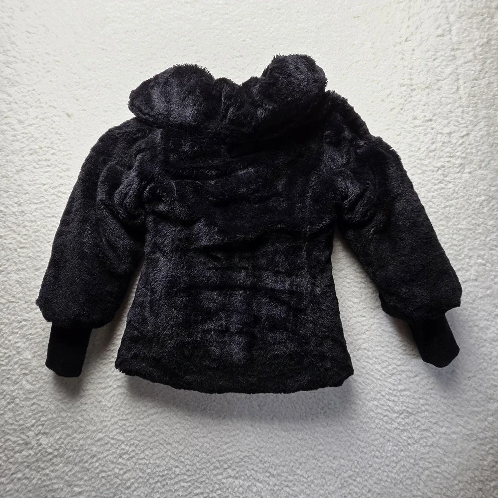 Amy Byer Jacket Girls 7/8 Black Faux Fur Plush Full Zip Lined Winter Coat